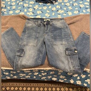 Blue Denim Cargo Jeans